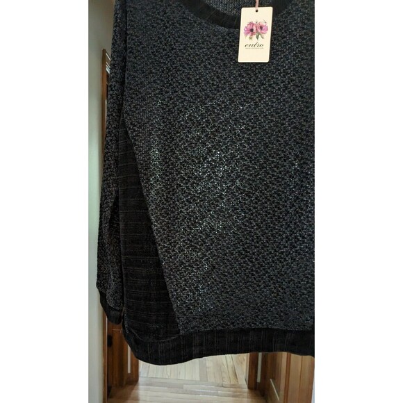 NWT Entro Women's Black Sweater Multi Fabric Chenille Size Large - Picture 3 of 9